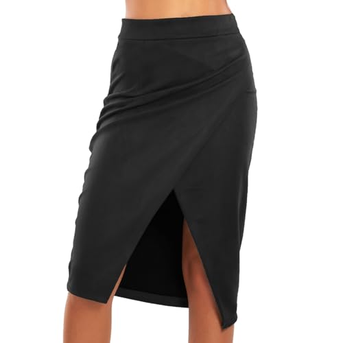 Toocool VI-3614 Damenrock aus Veloursleder mit elegantem Schlitz, Schwarz , L von Toocool