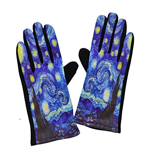 Toocool Van Gogh Damen Handschuhe Klimt Winter elegante Maler WS-C65, Sternennacht, Einheitsgröße von Toocool