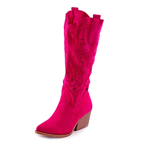 Toocool X1126-05 Damen Stiefel texanische Wildleder perforiert Cowboy Western X1126-05, fuchsia, 40 EU von Toocool