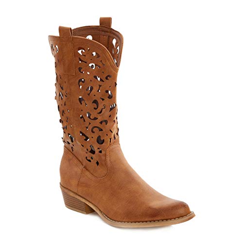 Toocool Damen-Stiefel Texani Western Stiefel G629, Braun - Camel - Größe: 36 EU von Toocool
