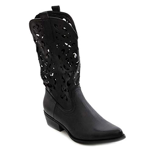 Toocool Damen-Stiefel Texani Western Stiefel G629, Schwarz - Schwarz - Größe: 37 EU von Toocool