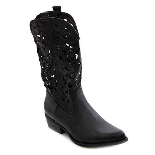 Toocool Damen-Stiefel Texani Western Stiefel G629, Schwarz - Schwarz - Größe: 39 EU von Toocool