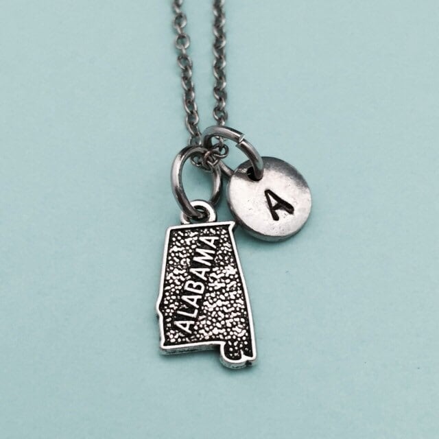 Alabama-Halskette, Alabama Charme, Staatliche Halskette, Personalisierte Erste Kette, Monogramm von Toodaughters