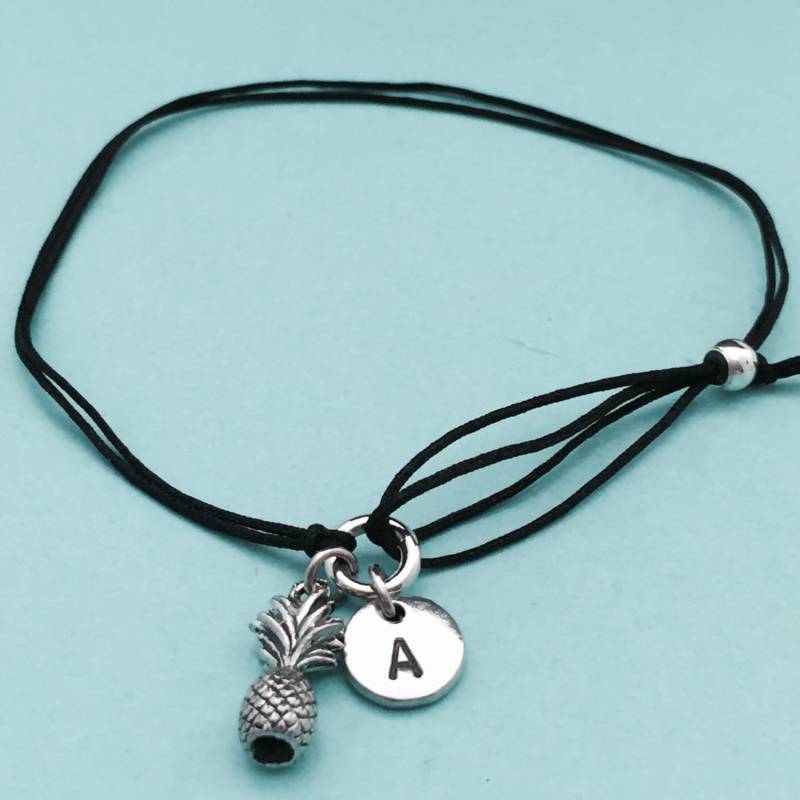 Ananas-Kordel-Armband, Bettelarmband Ananas, Verstellbare Armband, Bettelarmband, Personalisierte Initial, Monogramm von Toodaughters