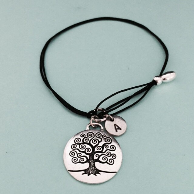 Baum Des Lebens Schnur Armband, Bettelarmband Lebens, Verstellbare Baum, Personalisierte Erste Monogramm von Toodaughters