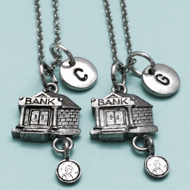 Beste Bank Halskette, Halskette Geld, Bff Schwester, Freund Freundschaft Schmuck, Initial, Monogramm Zu Personalisieren von Toodaughters