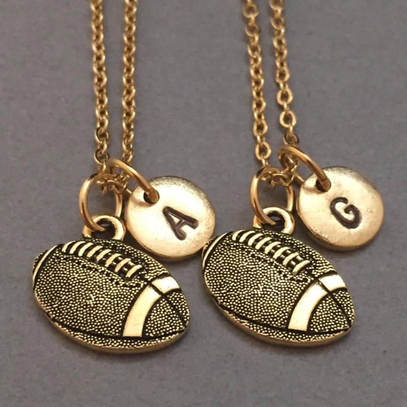 Beste Freund Halskette, Halskette Fußball, Sport-Halskette, Personalisierte Erste Monogramm von Toodaughters