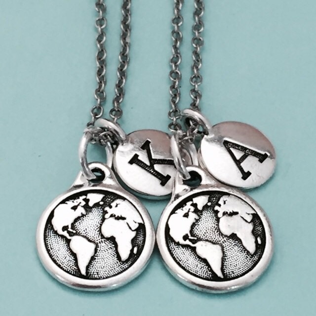 Beste Freund Halskette, Halskette Welt, Universum Bff Schwester, Freundschaft Schmuck, Personalisierte, Initial, Monogramm von Toodaughters