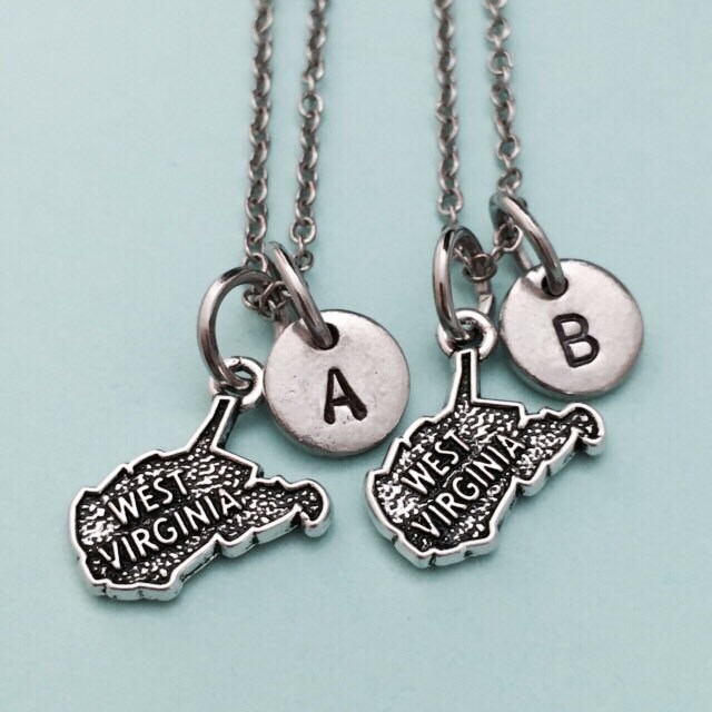 Beste Freund Halskette, West Virginia Halskette Zustand, Bff Schwester, Freundschaft Schmuck, Personalisierte, Initial, Monogramm von Toodaughters