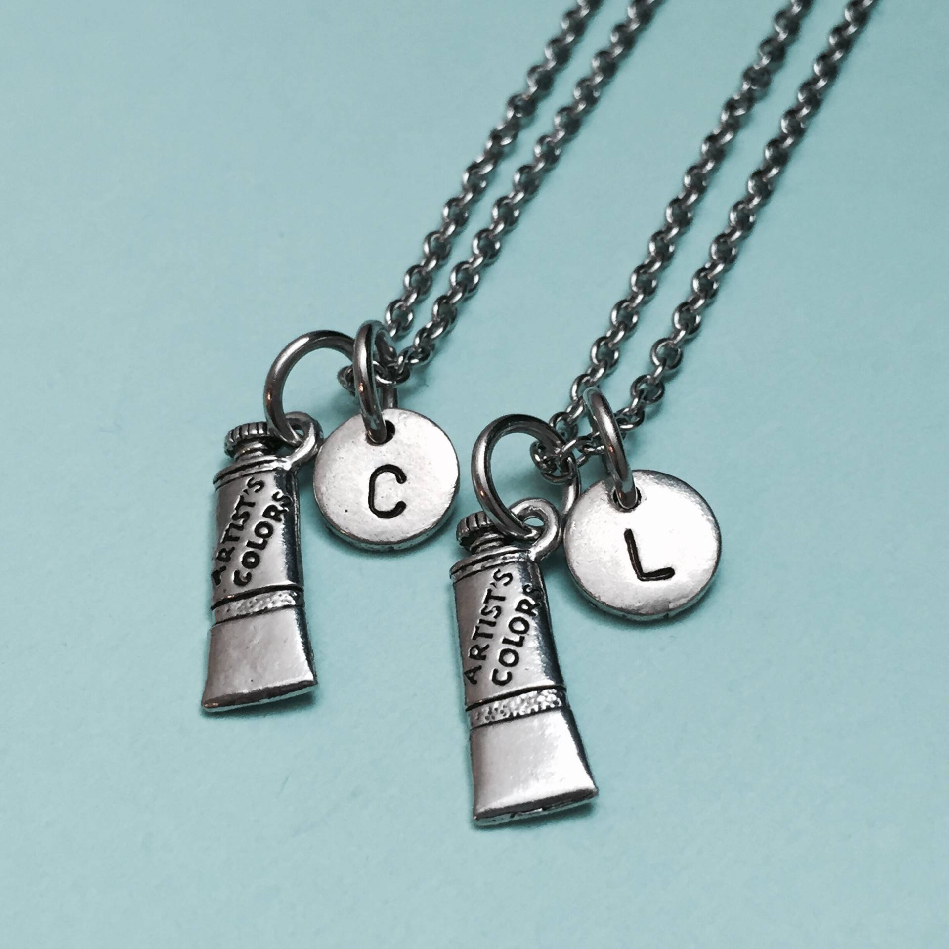 Beste Freundin, Halskette Farbe Rohr, Malerei ", " Bff Schwester Freundschaft Schmuck, Personalisierte Halskette, Anfangsmonogramm von Toodaughters