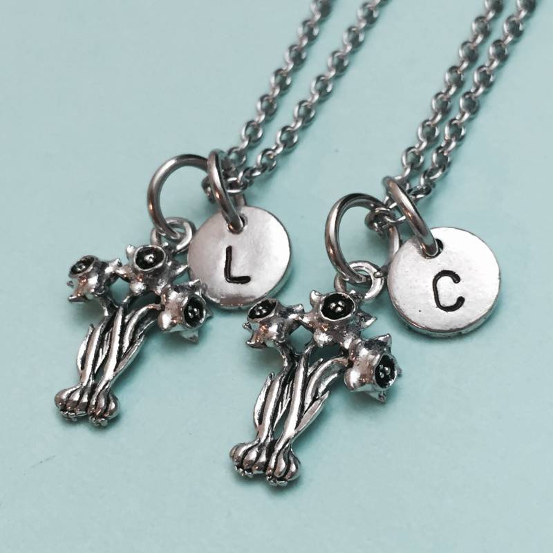 Beste Freundin, Narzissen-Kette, Blumenkette, Bff, Schwester, Freundschaft Schmuck, Personalisierte Halskette, Anfangsmonogramm von Toodaughters