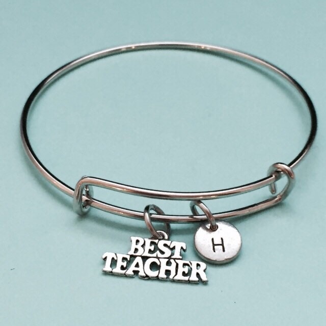 Beste Lehrer Armreif, Bettelarmband, Erweiterbar Charm Armband, Personalisierte Ihr Monogramm von Toodaughters