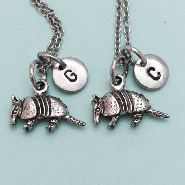 Besten Freund Halskette, Gürteltier Charm Erdferkel, Bff Schwester Schmuck Von Freundschaft, Freunde, Personalisierte, Anfängliche von Toodaughters