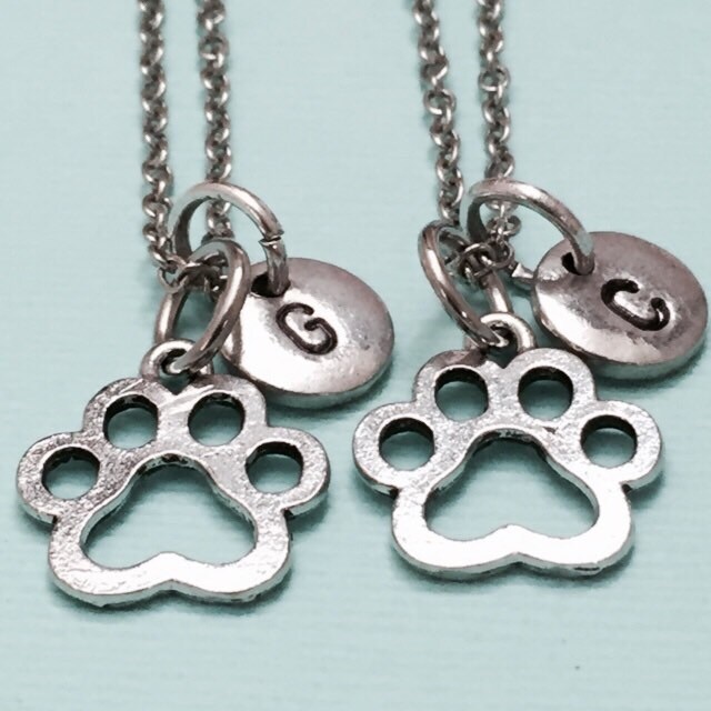 Besten Freund Halskette, Pfote Print Collier, Halskette Freundschaft, Bff Tier Drucken Schwester von Toodaughters