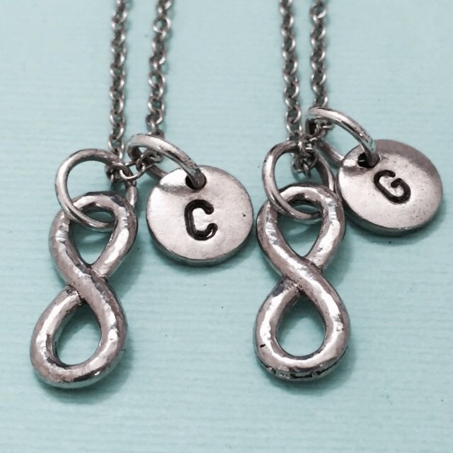 Besten Freund Halskette, Unendlich Liebe Bff Schwester, Freundschaft Schmuck, Personalisierte, Initial, Monogramm von Toodaughters