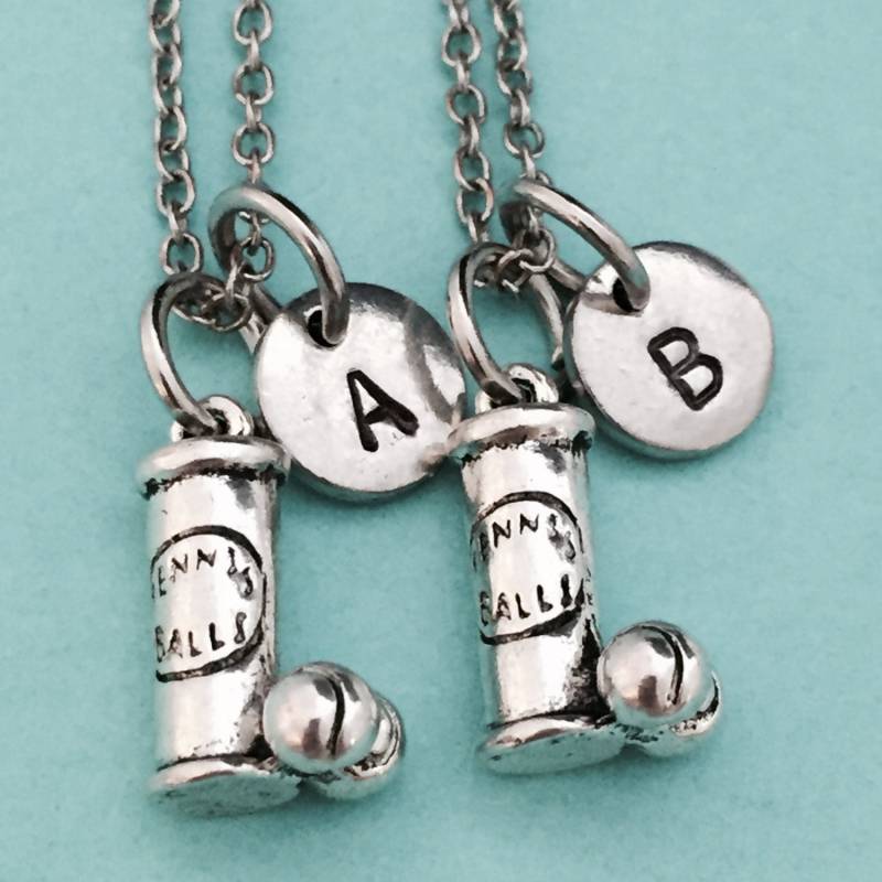Besten Freund Halskette Können Tennisbälle, Tennis-Halskette, Bff Halskette, Schwester, Freundschaft Schmuck, Personalisierte, Initial, Monogramm von Toodaughters