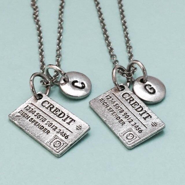 Bester Freund Collier, Halskette Kreditkarte, Kredit-Halskette, Bff Halskette, Schwester, Freundschaft Schmuck, Personalisieren, Paraphieren von Toodaughters