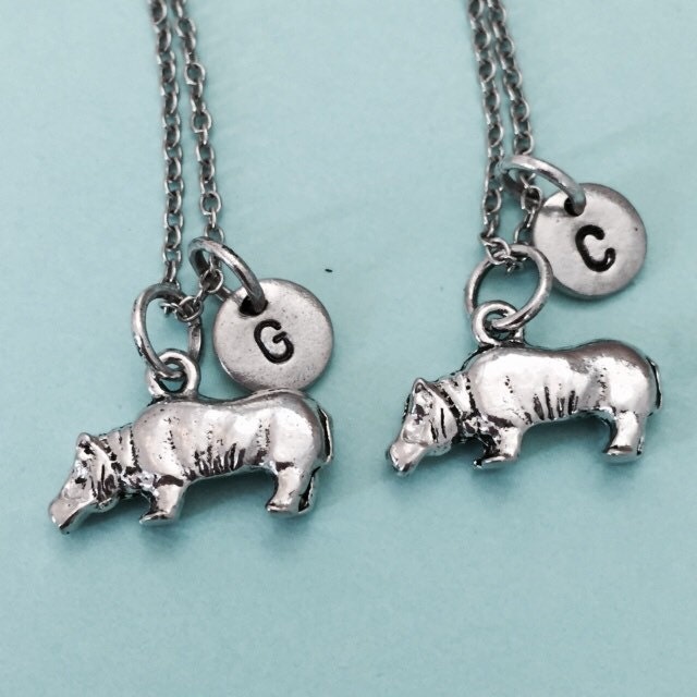 Bester Freund Collier, Halskette Nilpferd, Bff Halskette, Freundschaft Schmuck, Schwester Freunde, Personalisierte, Anfängliche von Toodaughters