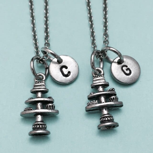 Bester Freund Collier, Kuchen Platte Halskette, Halskette Kuchen, Bff Schwester, Freundschaft Schmuck, Personalisieren, Paraphieren, Monogram von Toodaughters