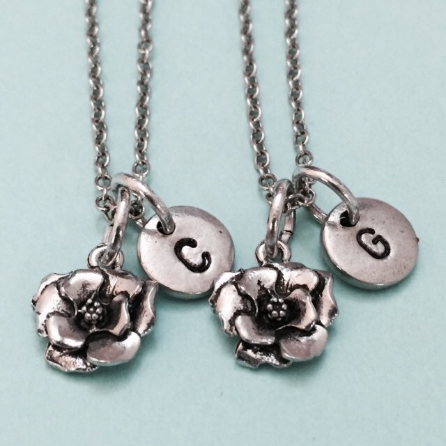 Bester Freund Collier, Rosa Halskette, Bff Schwester, Freundschaft Schmuck, Personalisieren, Paraphieren, Monogram von Toodaughters