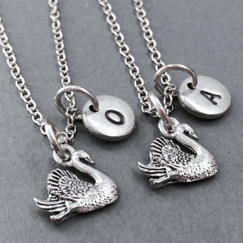 Bester Freund Collier, Schwan-Halskette, Schwan Charm, Halskette Freundschaft, Schwester Personalisierte Freunde Halskette, Bff Anfängliche von Toodaughters