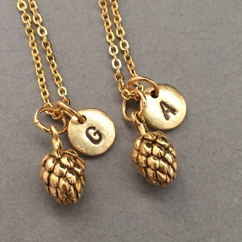 Bester Freund Halskette, Artischocke Halskette Essen, Bff Schwester, Freundschaft Schmuck, Personalisierte, Initial, Monogramm von Toodaughters