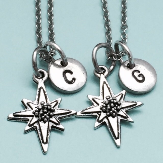 Bester Freund Halskette, Christmas Star Halskette Weihnachten, Bff Schwester, Freundschaft Schmuck, Personalisierte, Initial, Monogramm von Toodaughters