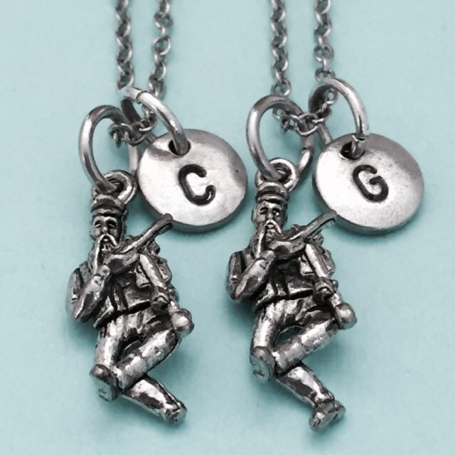 Bester Freund Halskette, Fiddler Halskette Musik, Bff Schwester, Freundschaft Schmuck, Personalisierte Initial, Monogramm von Toodaughters