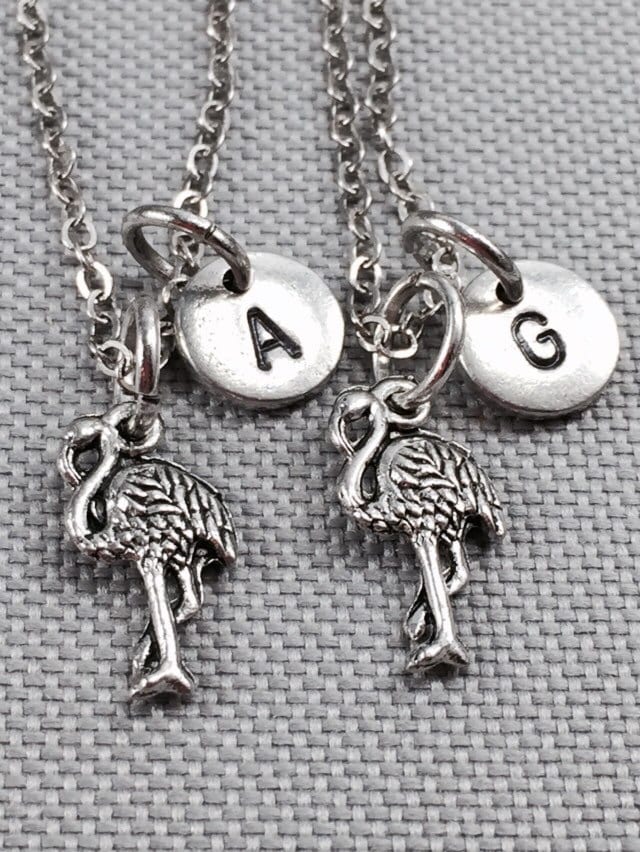 Bester Freund-Halskette, Flamingo Collier, Vogel Halskette, Freund Bff Halskette Freunde, Personalisierte von Toodaughters