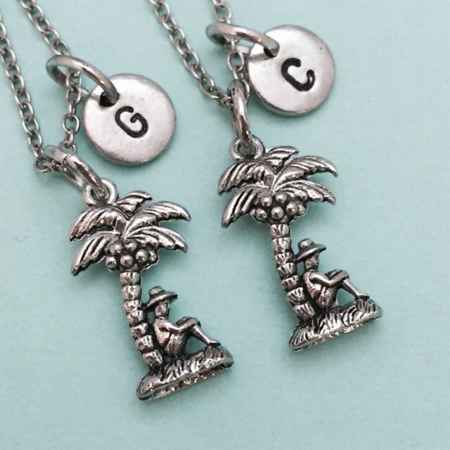 Bester Freund Halskette, Halskette Für Palm-Baum, Baum-Charme, Bff Schwester Schmuck Von Freundschaft, Freunde, Personalisiert, Strand von Toodaughters