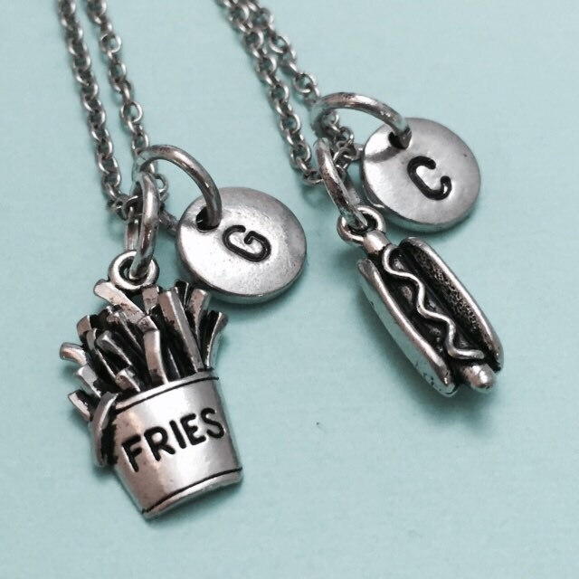 Bester Freund Halskette, Halskette Hotdog, Pommes-Frites-Halskette, Essen Charme, Bff Freundschaft, Schwester Personalisierte, Erste von Toodaughters