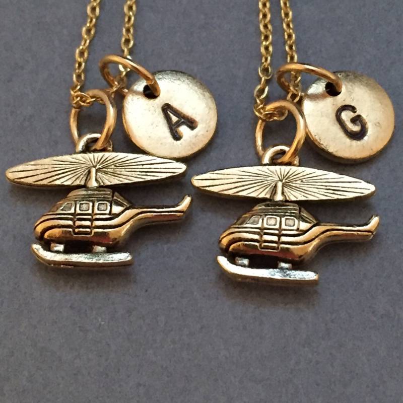 Bester Freund Halskette, Hubschrauber-Collier, Halskette Plan, Bff Schwester, Freundschaft Schmuck, Personalisierte, Initial, Monogramm von Toodaughters