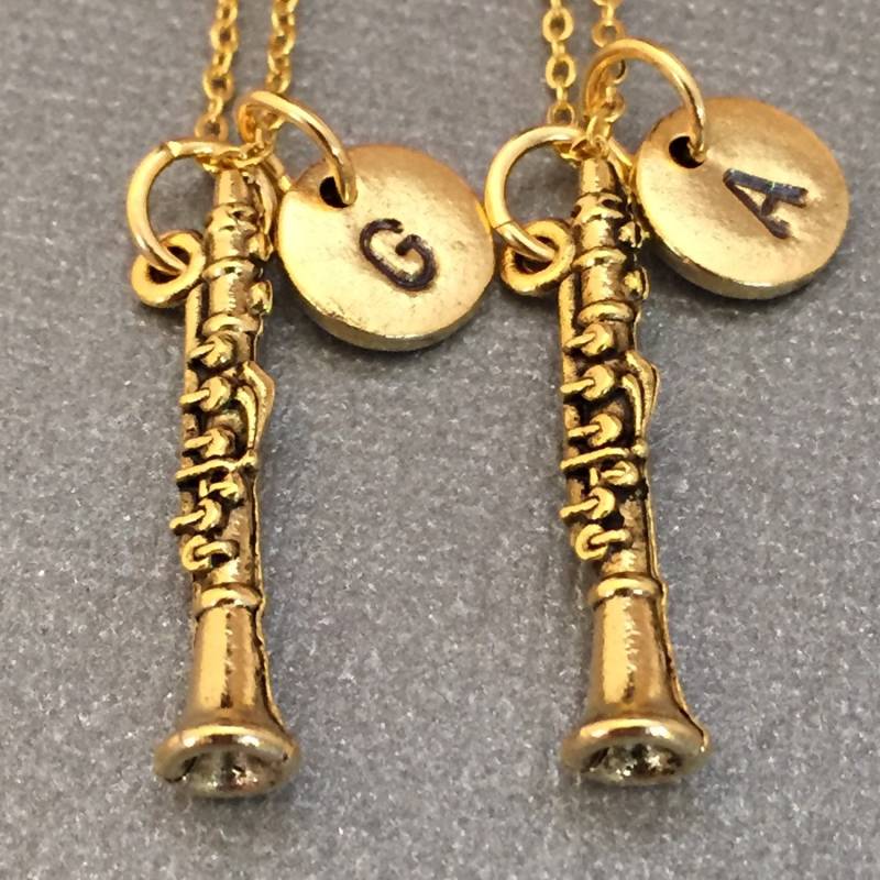 Bester Freund Halskette, Klarinette-Collier, Halskette Musikinstrument, Bff Schwester, Freundschaft, Personalisierte, Initial, Monogramm von Toodaughters