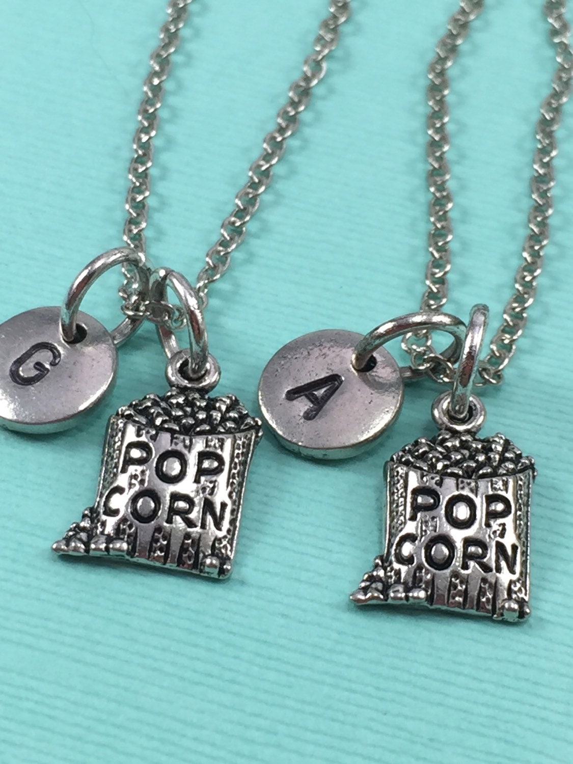 Bester Freund Halskette, Popcorn-Collier, Personalisierte Halskette Freundschaft, Bff Schwester Anfängliche von Toodaughters