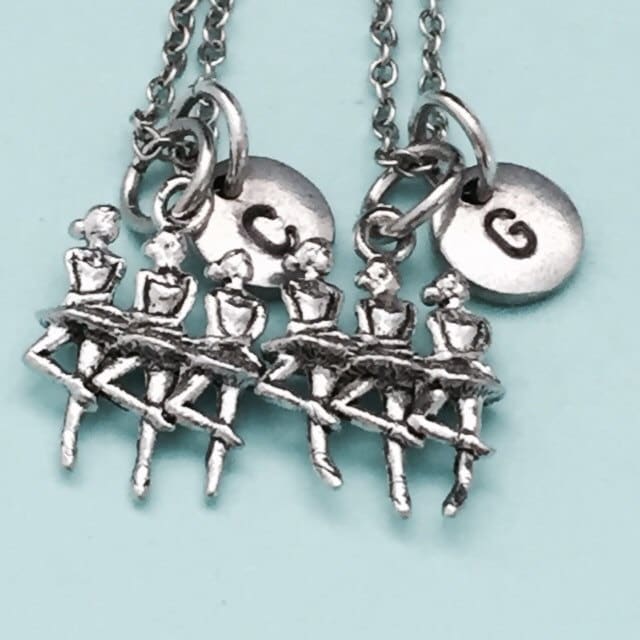 Bester Freund Halskette, Primaballerina Trio Ballett-Collier, Bff Schwester, Freundschaft Schmuck, Personalisierte, Initial, Monogramm von Toodaughters