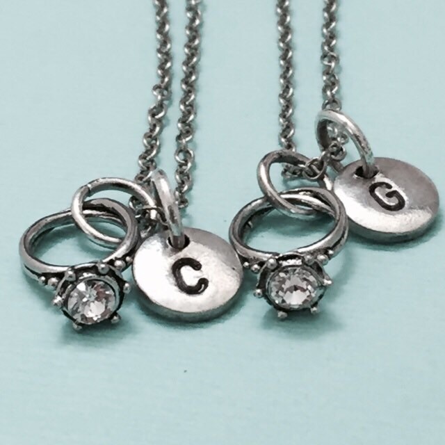 Bester Freund Halskette, Ring, Schmuck Bff Schwester, Freundschaft Schmuck, Personalisierte, Initial, Monogramm von Toodaughters