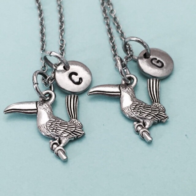 Bester Freund Halskette, Schwester Tukan Vogel Bff Freundschaft Schmuck Vogel-Charme, Freunde, Personalisierte, Anfängliche von Toodaughters