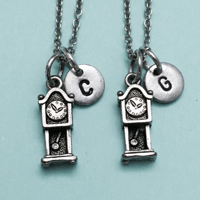 Bester Freund Halskette, Standuhr Uhr Schwester, Freundschaft Kette, Initial, Monogramm Personalisieren von Toodaughters