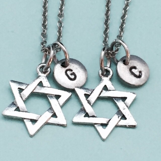 Bester Freund Halskette, Star Of David Collier, Star Bff Schwester, Freundschaft Schmuck, Personalisierte, Initial, Monogramm von Toodaughters