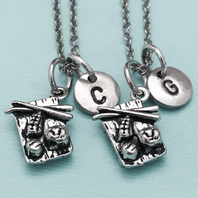 Bester Freund-Halskette, Sushi Teller Halskette, Lebensmittel-Halskette, Bff Schwester, Freundschaft Schmuck, Personalisierte Collier, Initial von Toodaughters