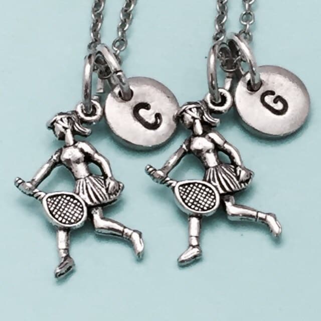 Bester Freund Halskette, Tennis Spieler Halskette Sport, Bff Schwester, Freundschaft Schmuck, Personalisierte, Initial, Monogramm von Toodaughters