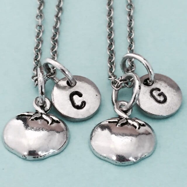 Bester Freund Halskette, Tomaten-Halskette, Lebensmittel-Collier, Bff Schwester, Freundschaft Schmuck, Personalisierte, Initial, Monogramm von Toodaughters