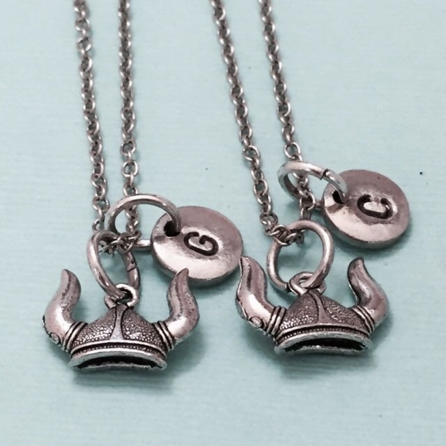 Bester Freund Halskette, Wikinger Helm Halskette Helm, Bff Schwester, Freundschaft Schmuck, Personalisierte, Initial, Monogramm von Toodaughters