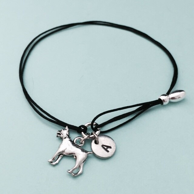 Boxer Schnur Armband, Bettelarmband Boxer, Verstellbare Bettelarmband, Personalisierte Erste Monogramm von Toodaughters