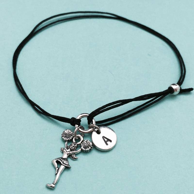 Cheerleader Schnur Armband, Bettelarmband Cheerleader, Verstellbare Bettelarmband, Personalisierte Initial, Monogramm von Toodaughters