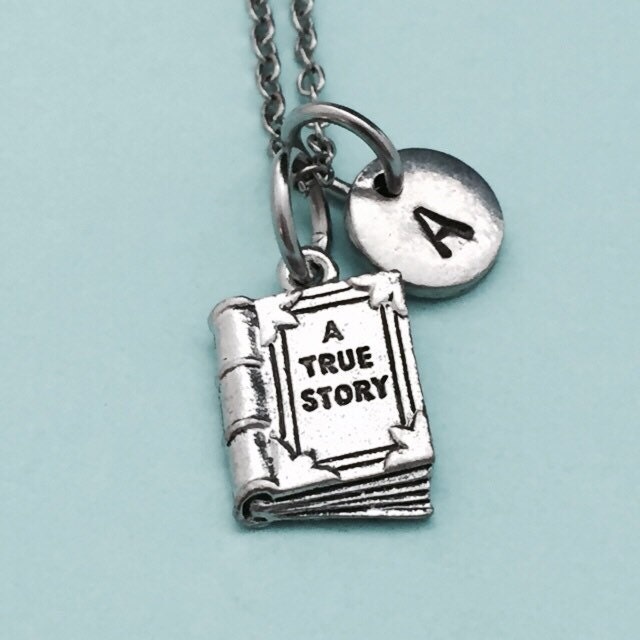 Eine Wahre Geschichte-Halskette, Eine Geschichte Charme, Buch Halskette, Personalisierte Erste Ursprünglichen Monogramm von Toodaughters