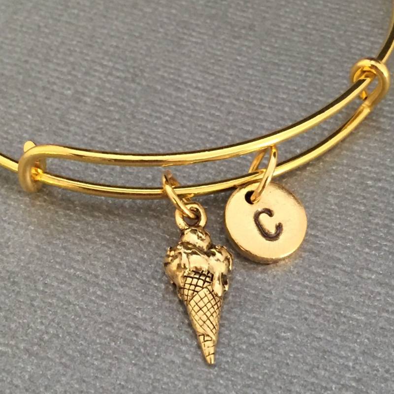 Eis-Armreif, Eis Bettelarmband, Erweiterbar Armreif, Charm Armband, Personalisiertes Anfängliche Monogramm von Toodaughters