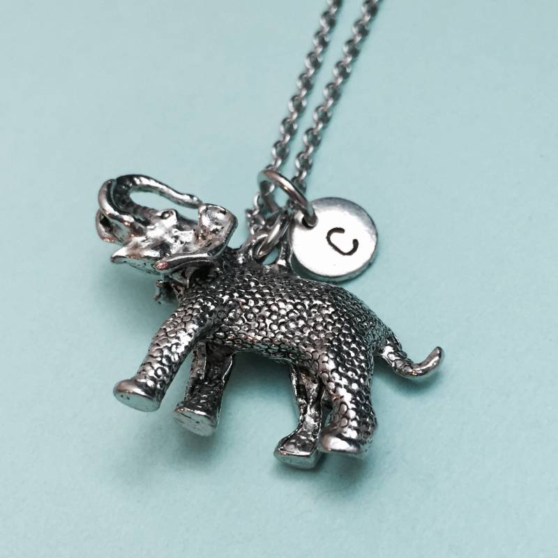 Elefant-Halskette, Elefant, Tier Halskette, Personalisierte Initial Ursprünglichen Charme, Individuelle Kette, Monogramm von Toodaughters