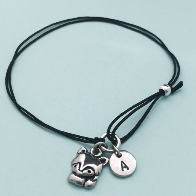 Fox Schnur Armband, Bettelarmband Fuchs, Verstellbare Bettelarmband, Personalisierte Initial, Monogramm von Toodaughters