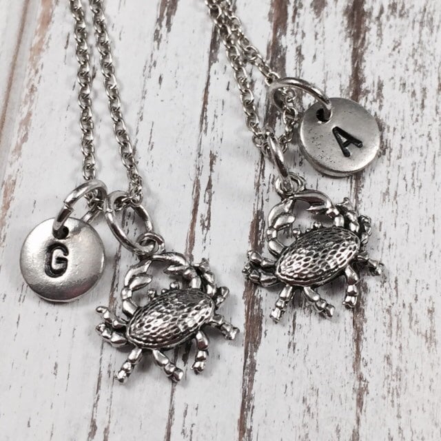 Freunde Halskette, Schwester Besten Freund Krabbe Charm Ozean Halskette Bff Personalisierte, Erste von Toodaughters